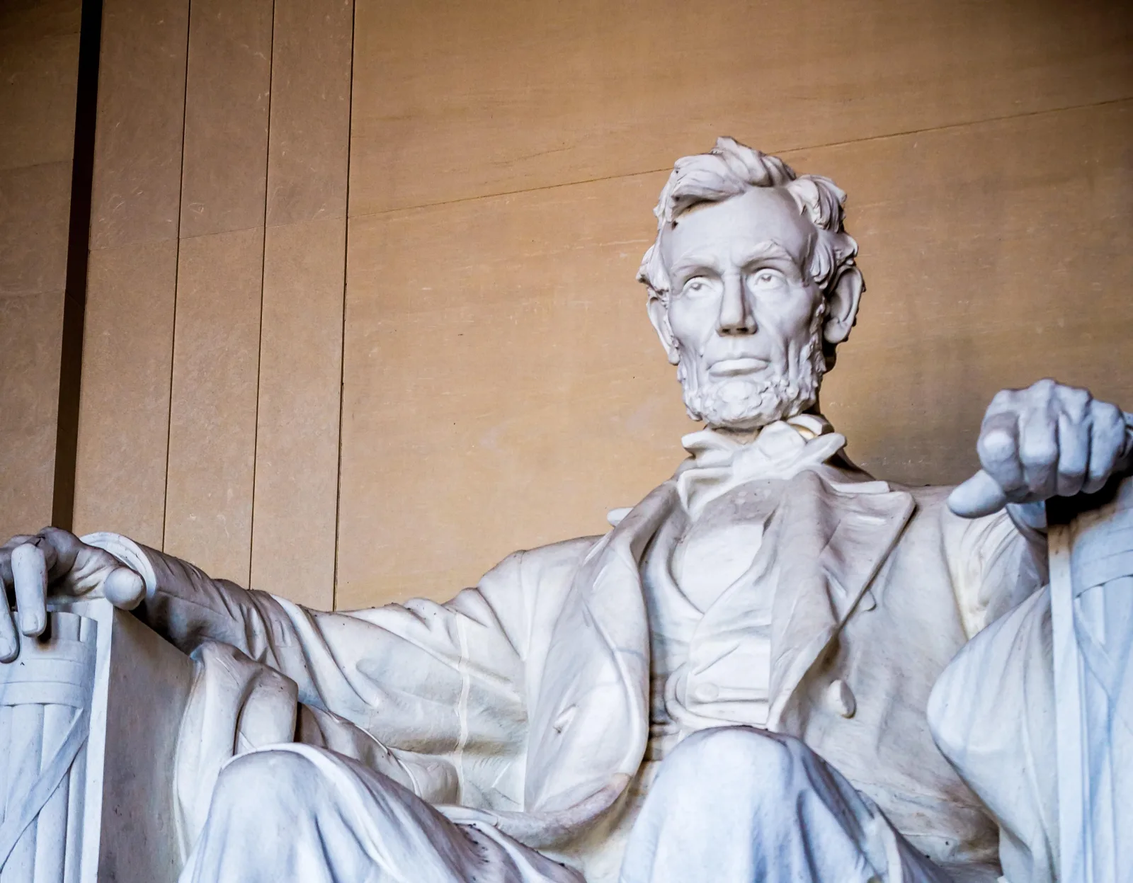 The seated statue of Abraham Lincoln in the Lincoln Memorial