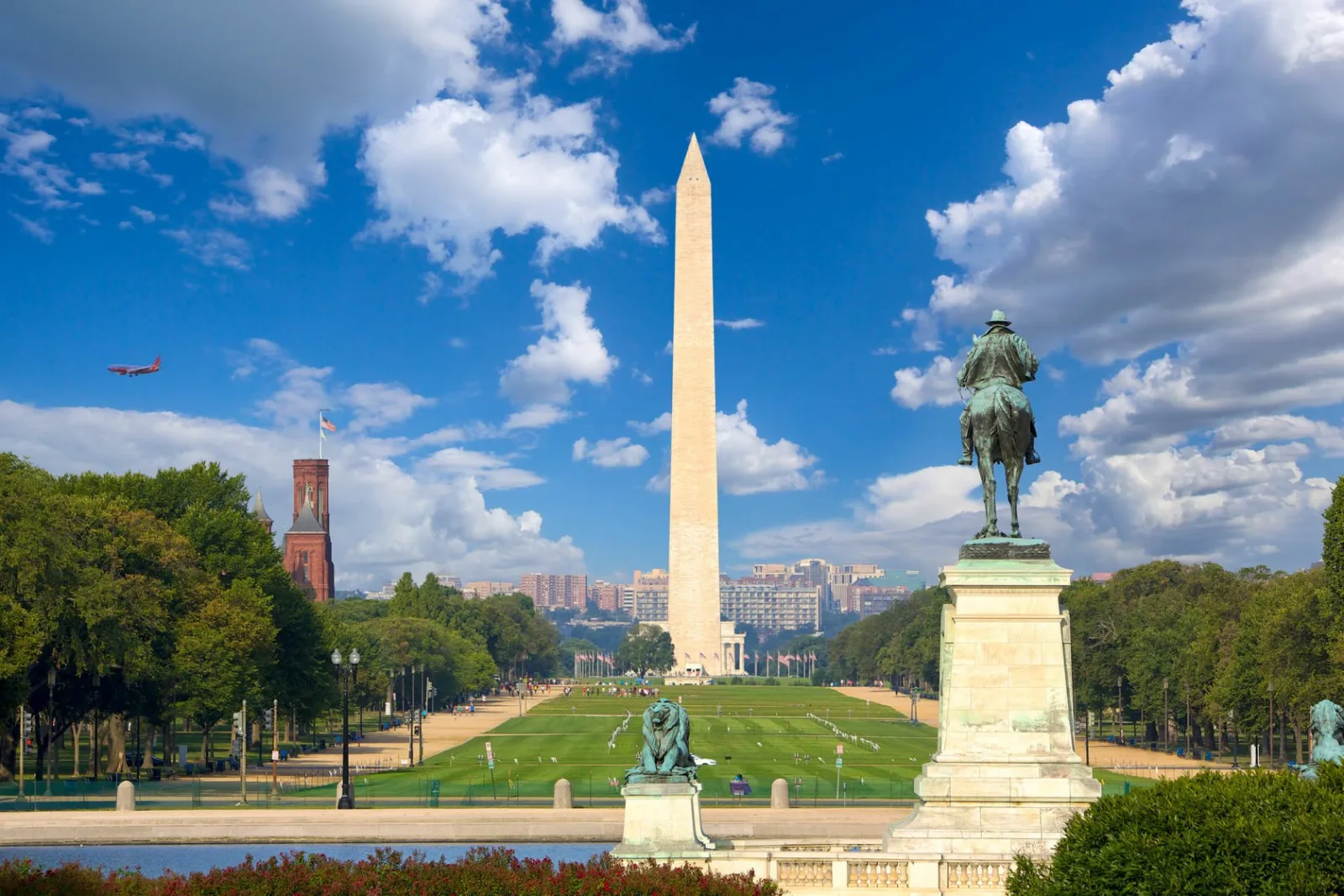The Washington Monument seen from the Capitol end of the National Mall
