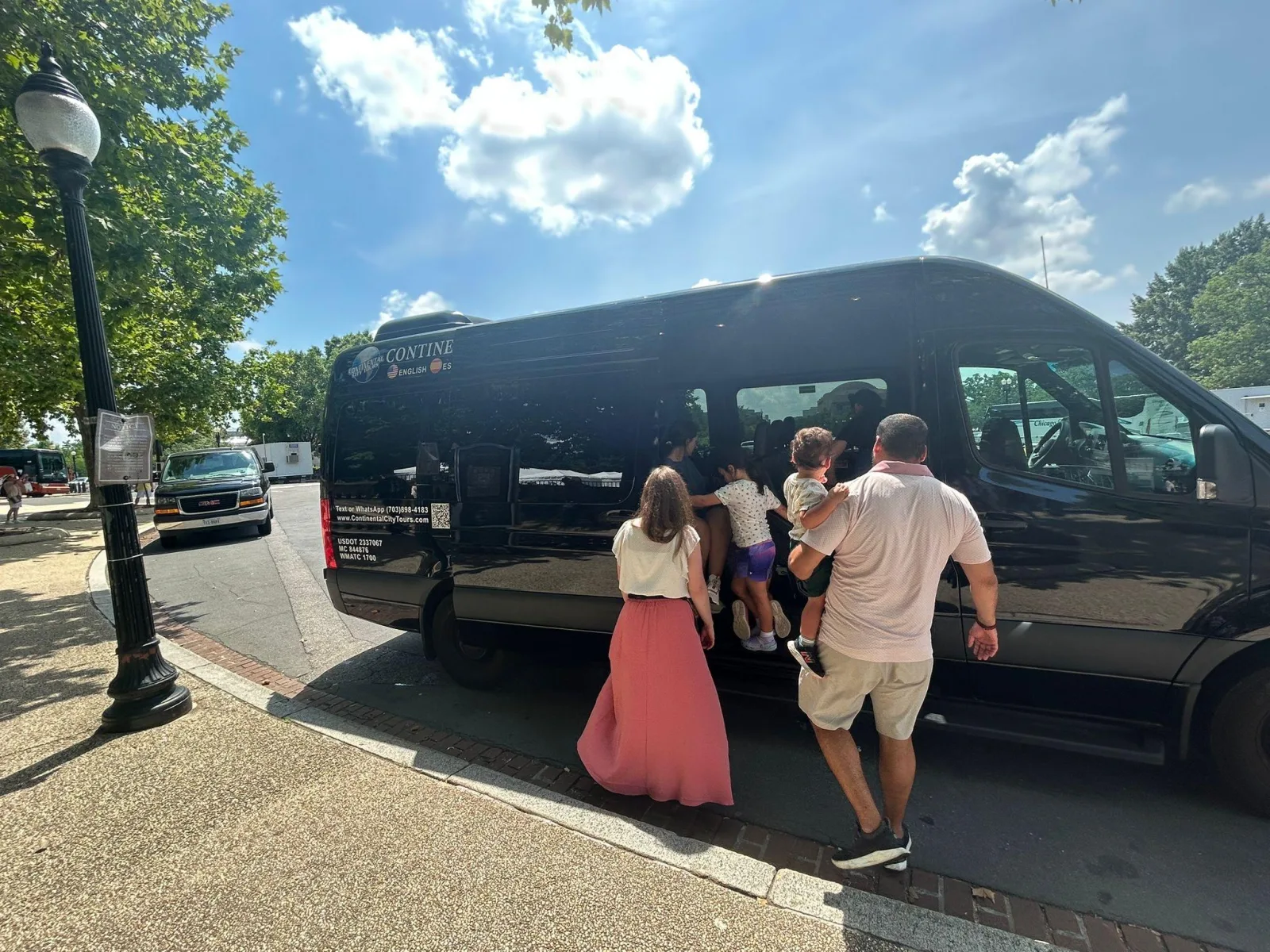 Guests stepping out of the tour's Mercedes-Benz Sprinter